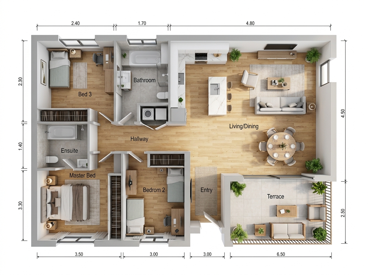 Planta Depto 104 – Riva Parque