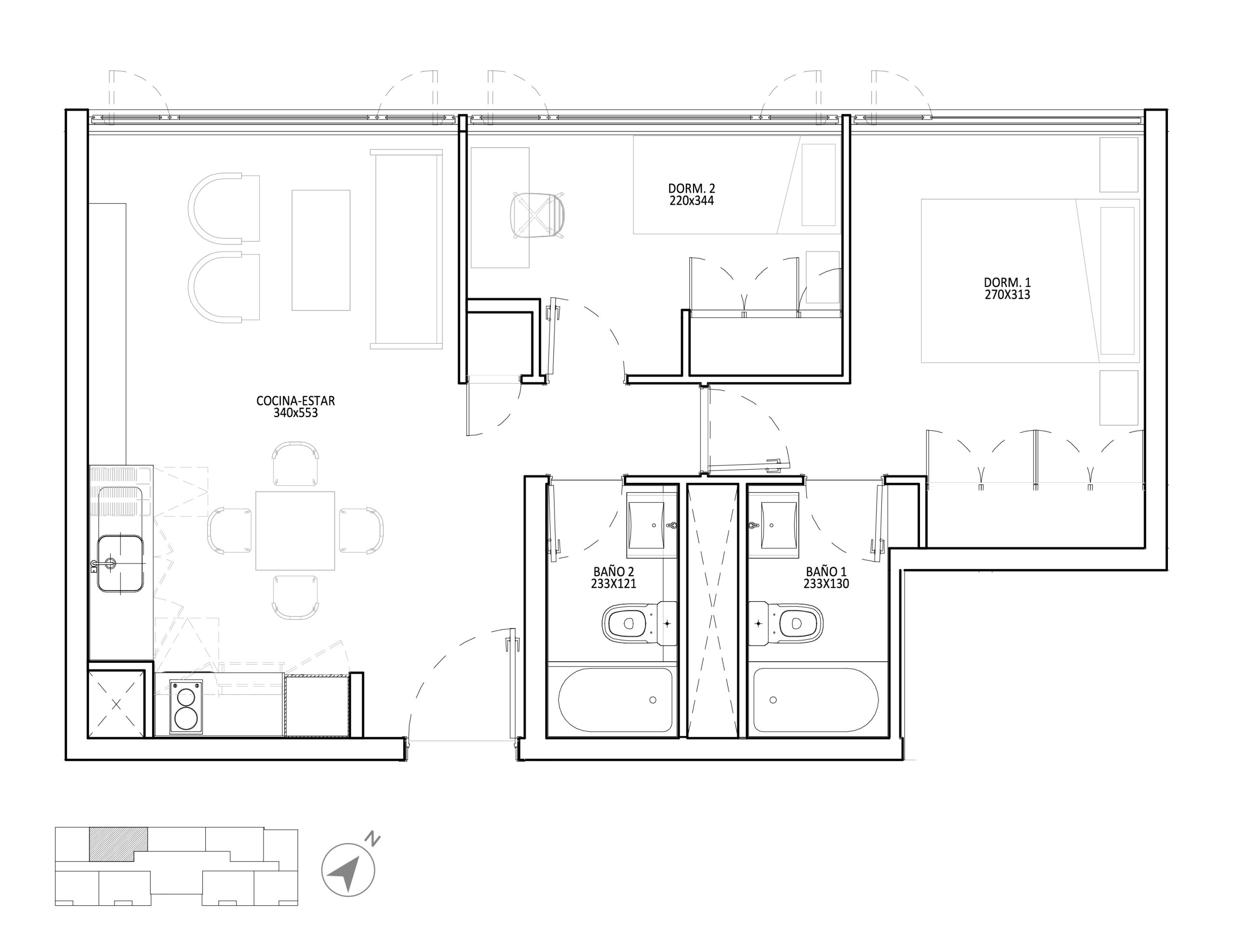 Planta Modelo 154 - Depto 1505 – Casa Bustamante