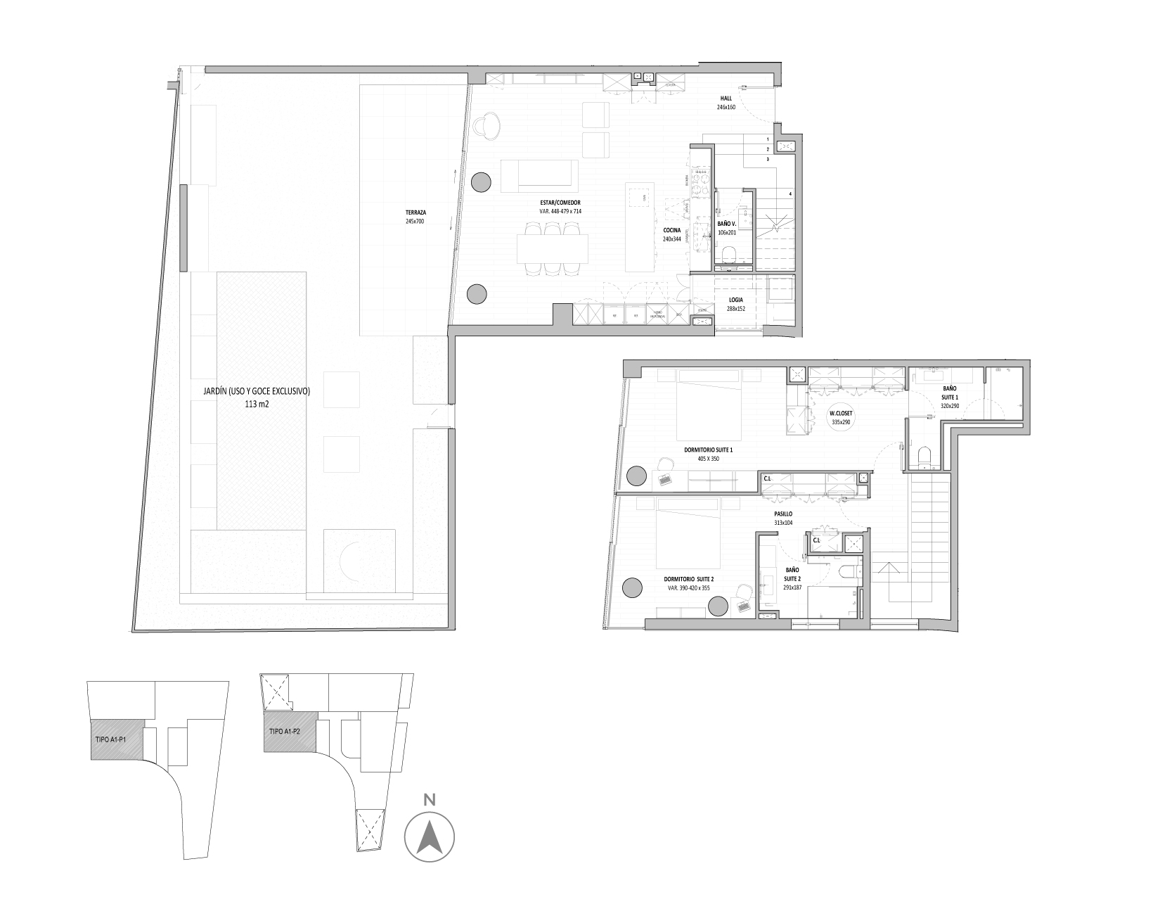 Planta Modelo 169 - Depto 101 – Isidora Benjamín