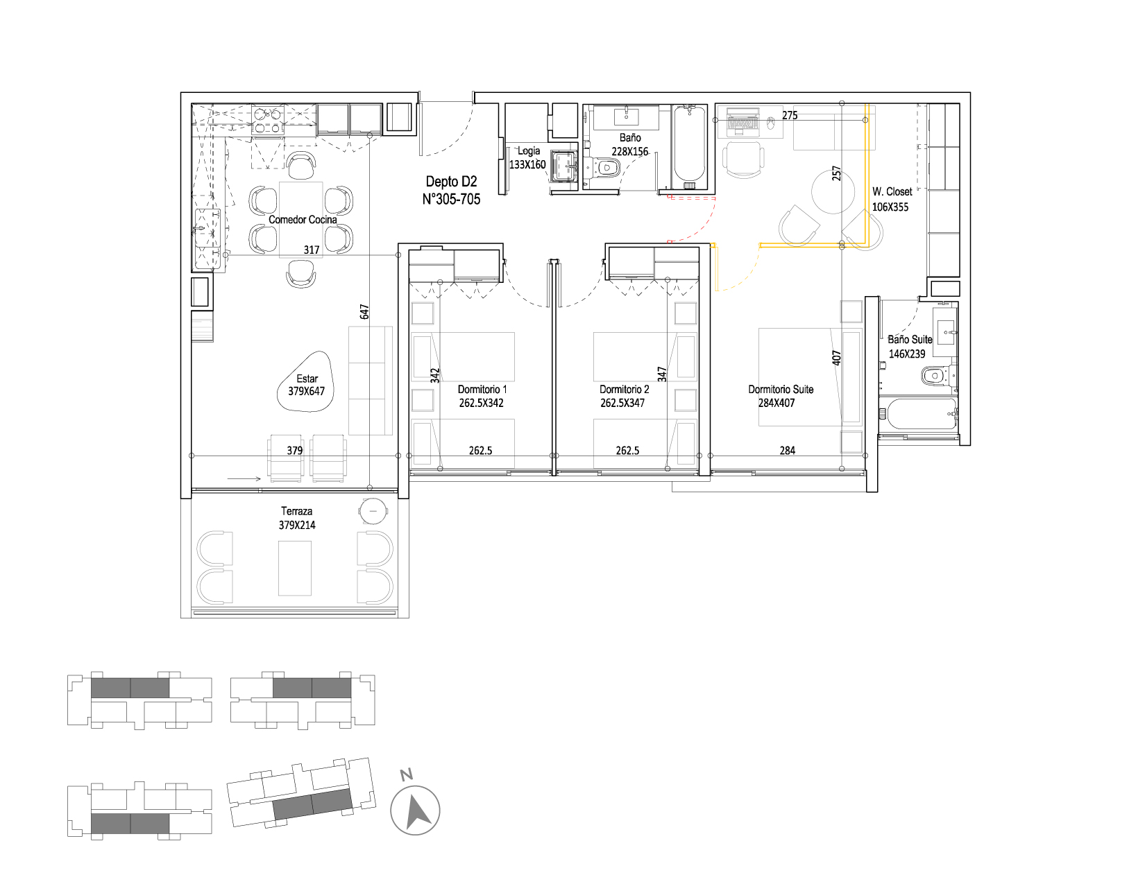 Planta Modelo 186 - Depto 504 B – Edificio Cuvée