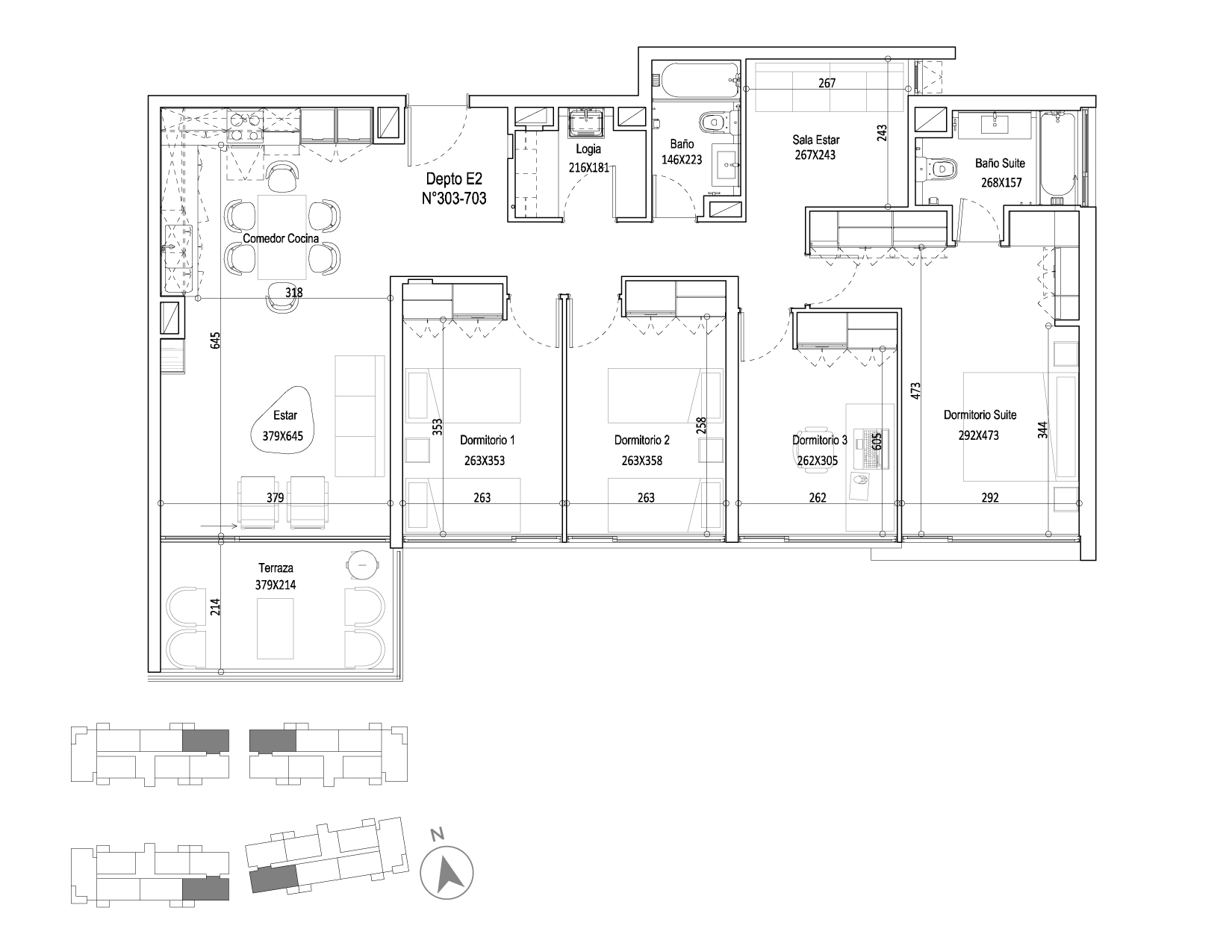 Planta Modelo 188 - Depto 403 B – Edificio Cuvée