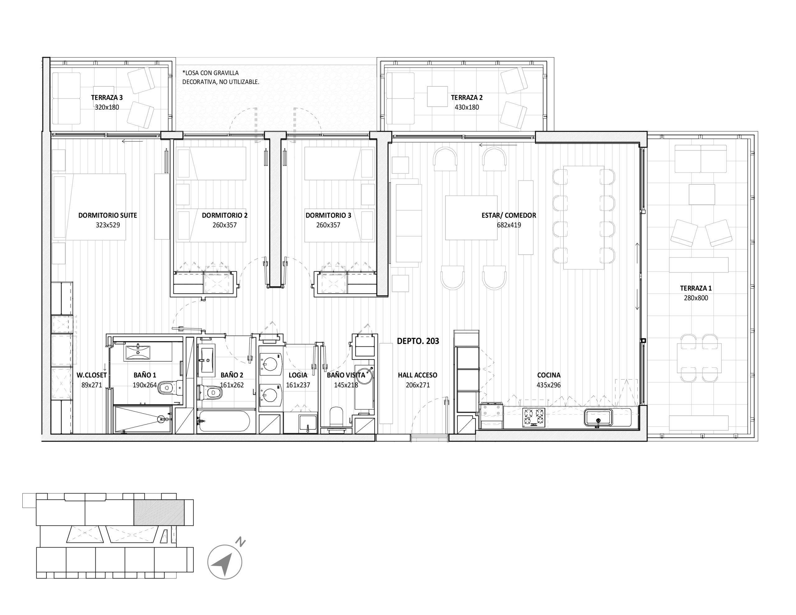 Planta Modelo 204 - Depto 403 – Edificio Lift
