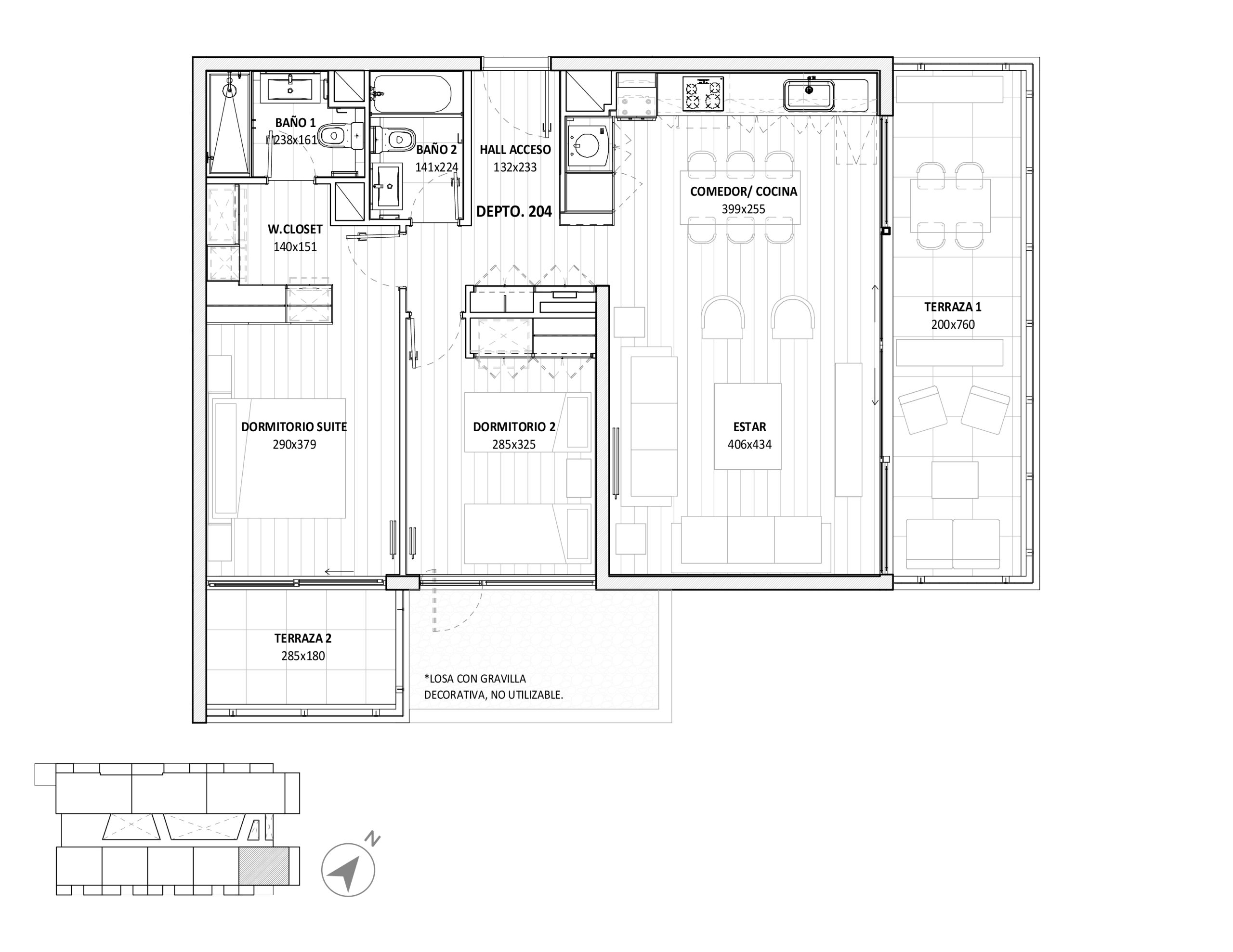 Planta Modelo 206 - Depto 604 – Edificio Lift