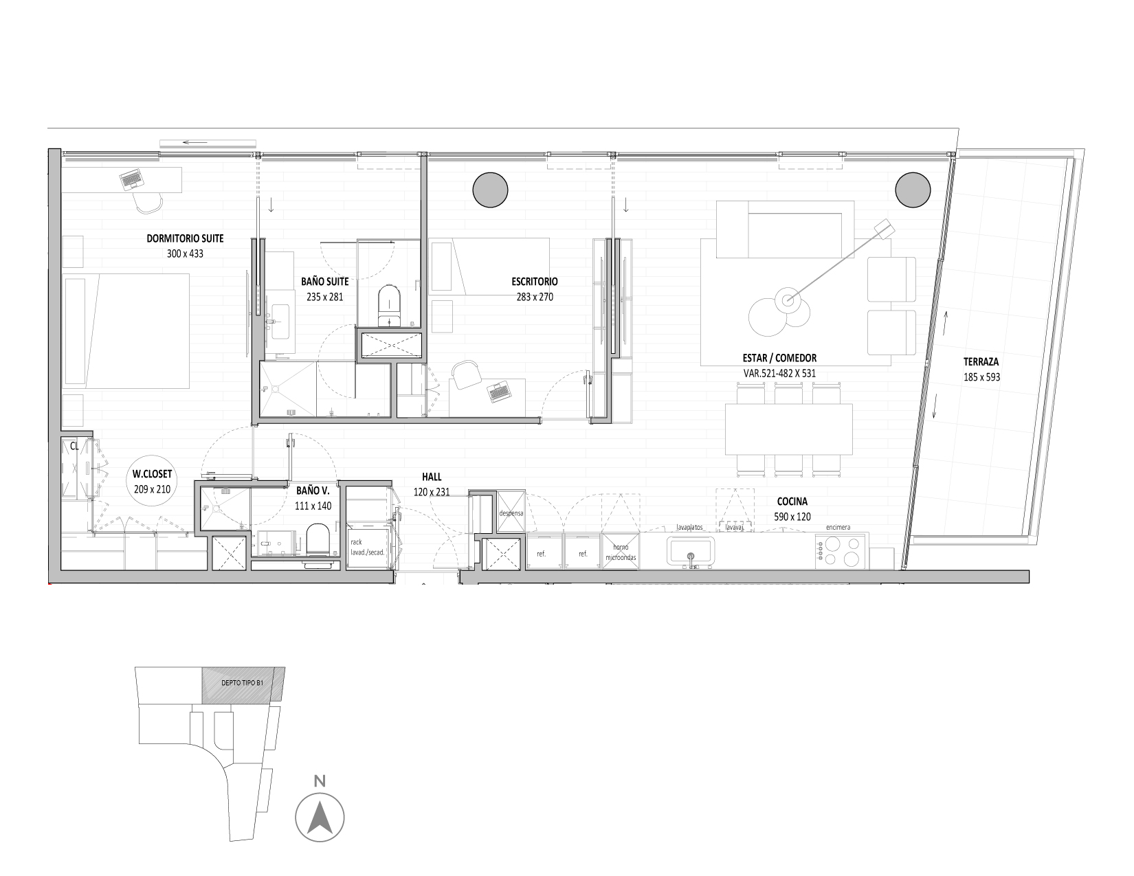 Planta Modelo 229 - Depto 1003 – Isidora Benjamín