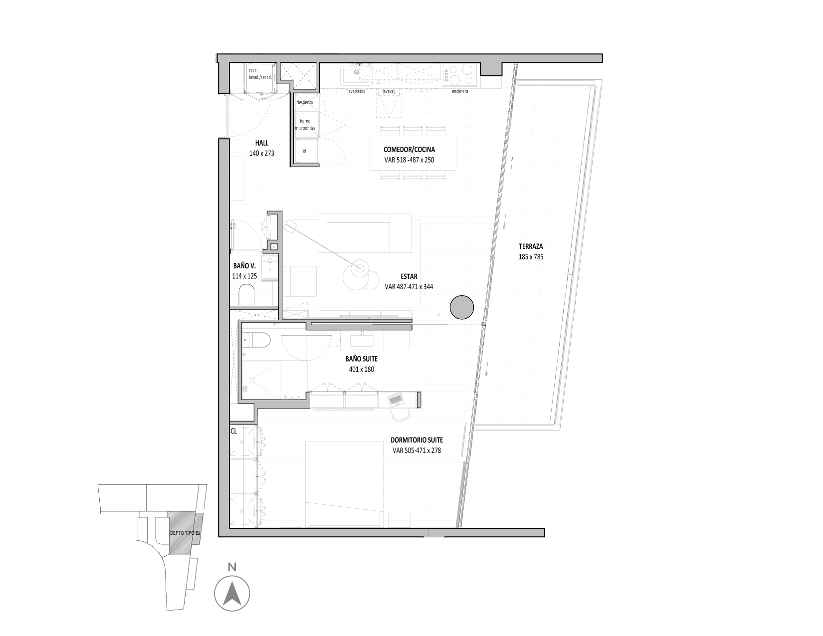 Planta Modelo 233 - Depto 1204 – Isidora Benjamín
