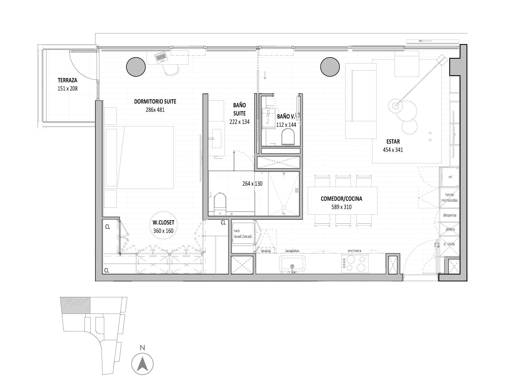 Planta Modelo 237 - Depto 802 – Isidora Benjamín