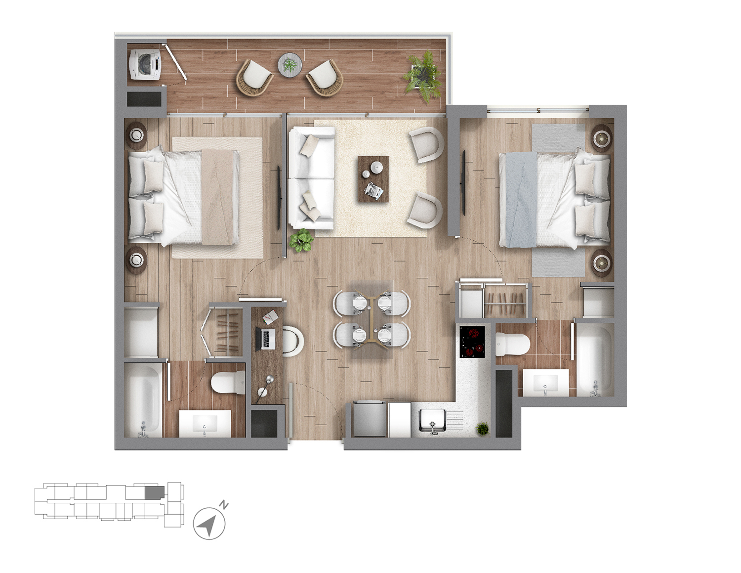 Planta Modelo 259 - Depto 1318 – Mirador Casona