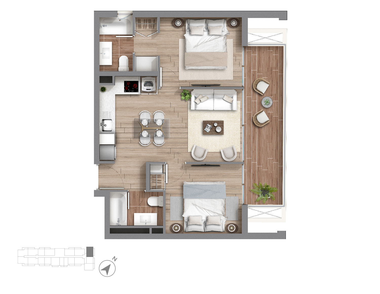 Planta Modelo 264 - Depto 1303 – Mirador Casona