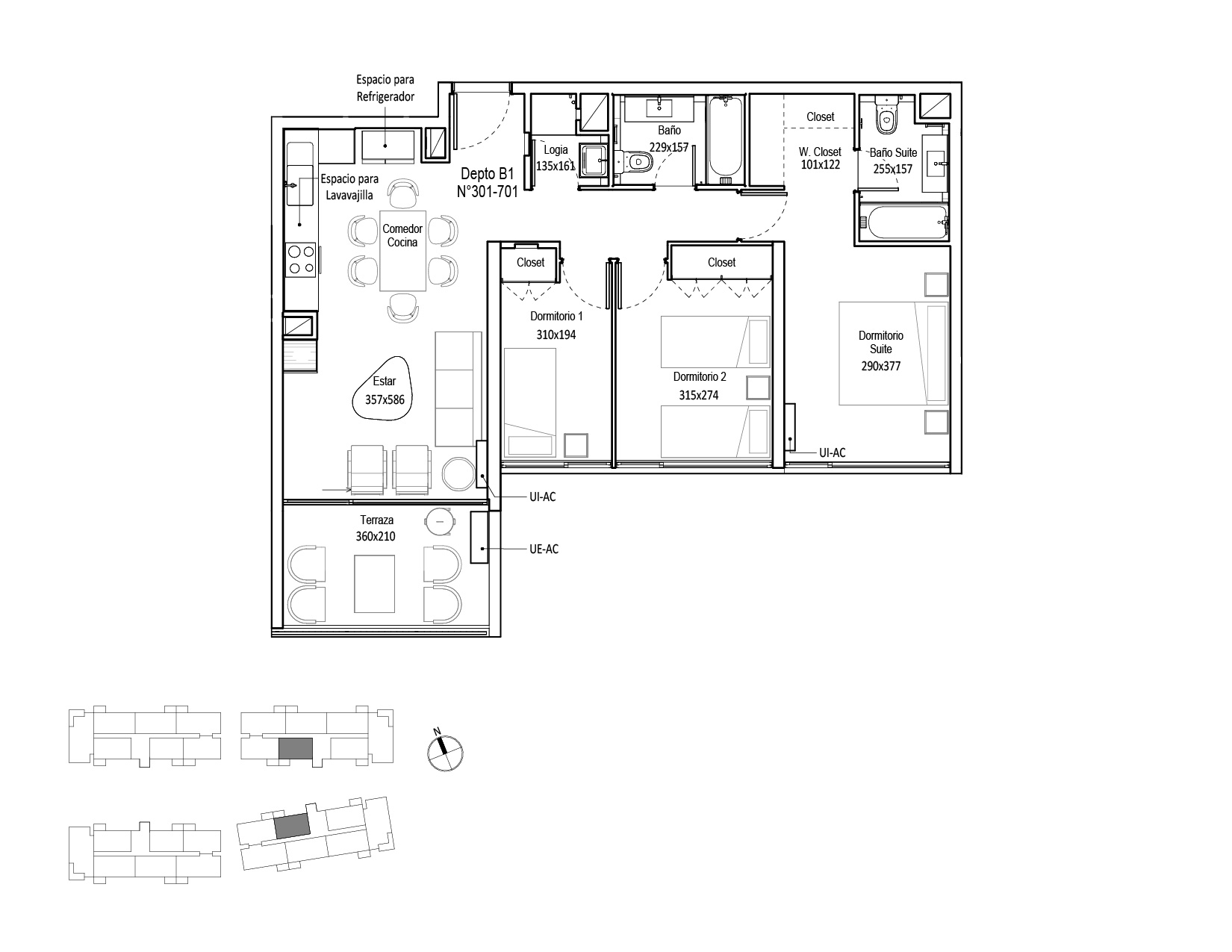 Planta Modelo 276 - Depto 401 D – Edificio Cuvée 2