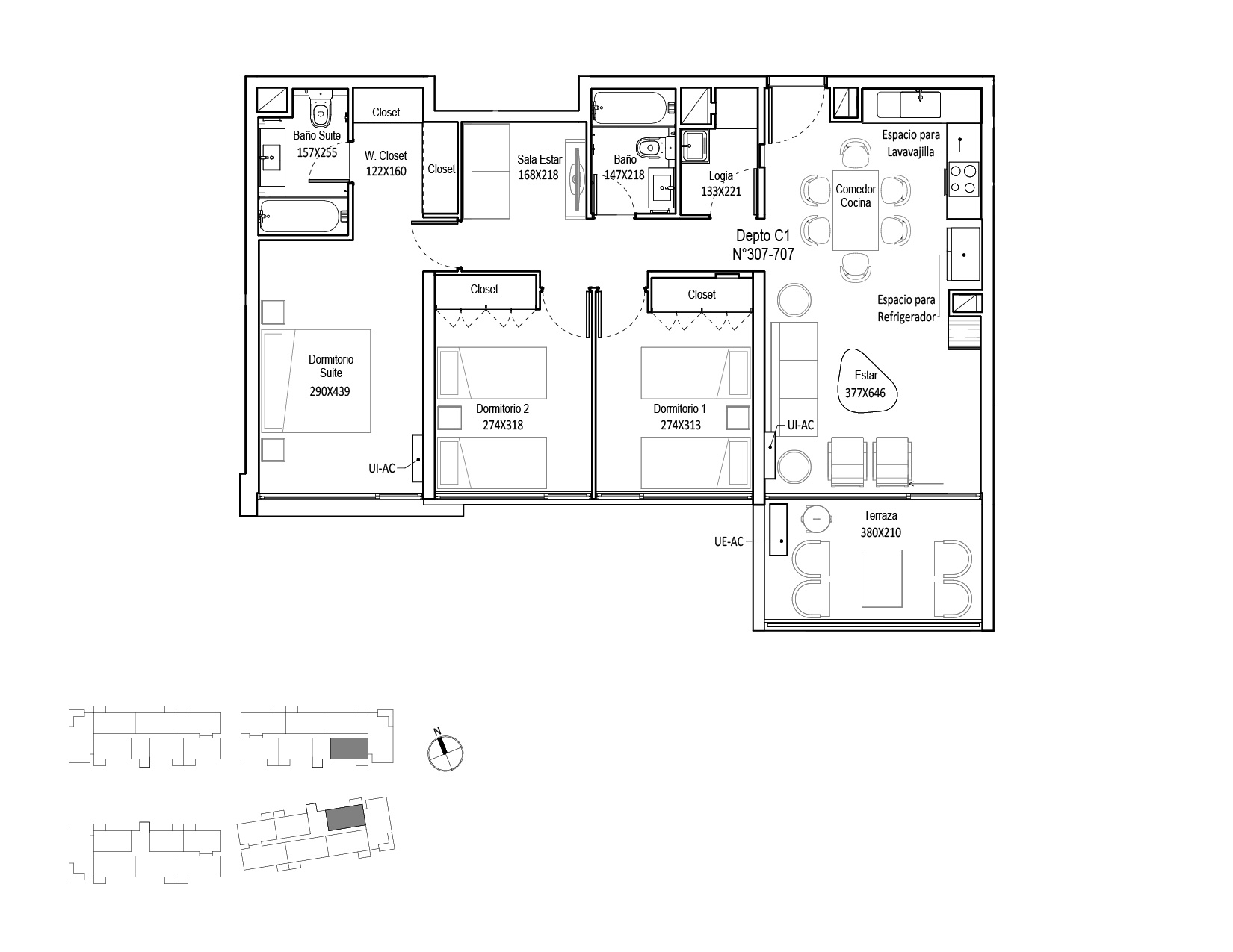Planta Modelo 277 - Depto 307 B – Edificio Cuvée 2