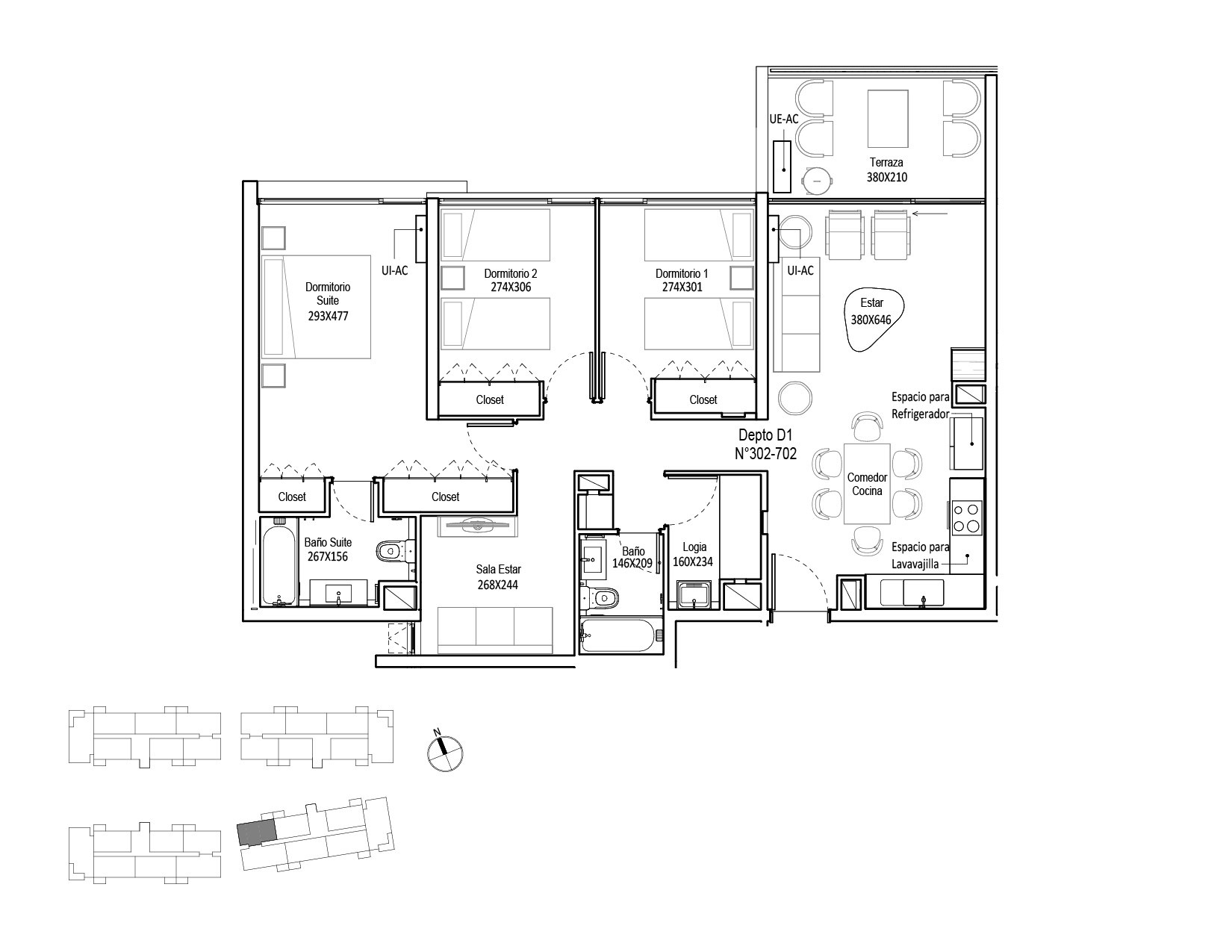 Planta Modelo 278 - Depto 702 B – Edificio Cuvée 2