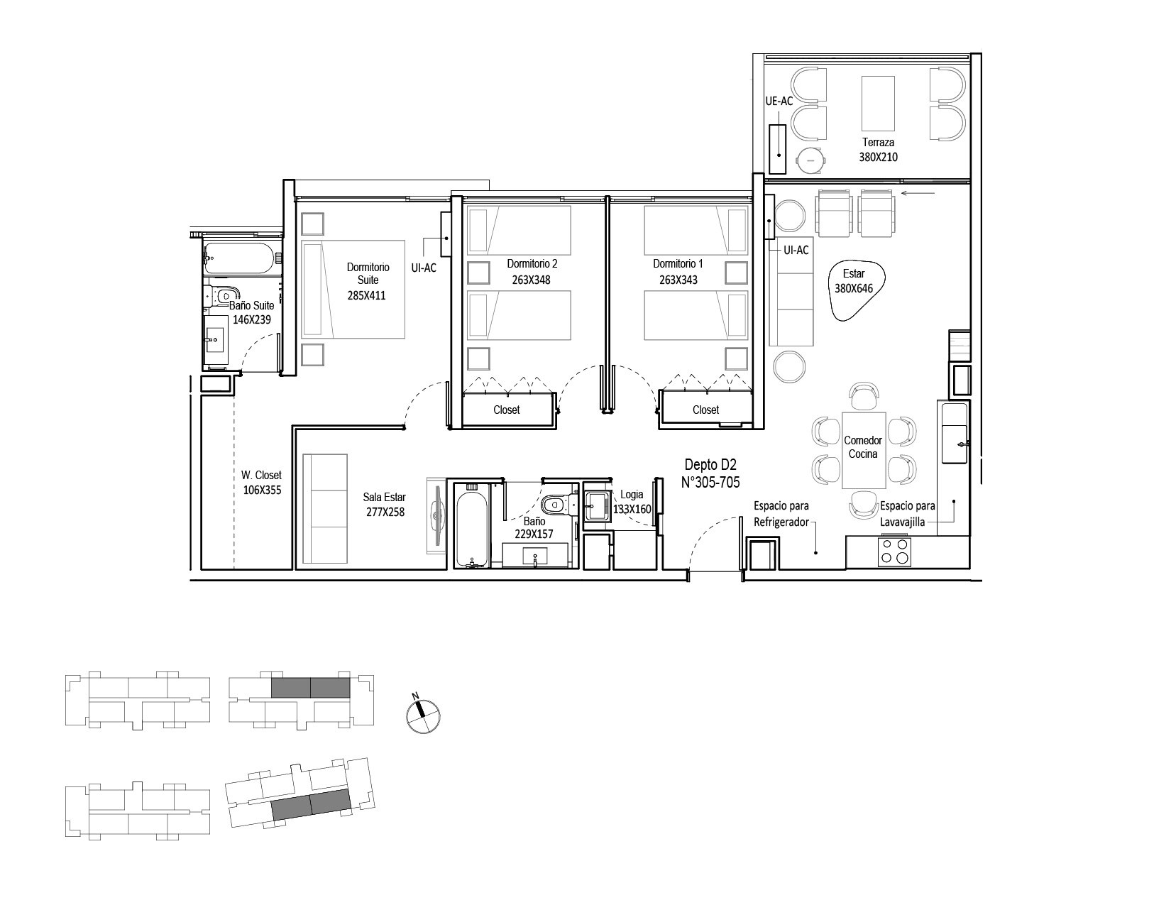 Planta Modelo 279 - Depto 405 B – Edificio Cuvée 2