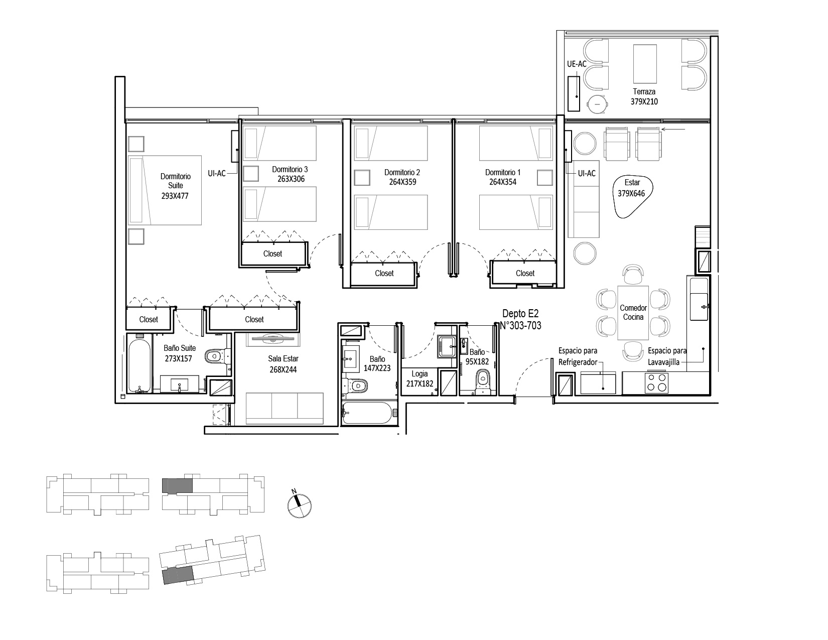 Planta Modelo 283 - Depto 703 D – Edificio Cuvée 2