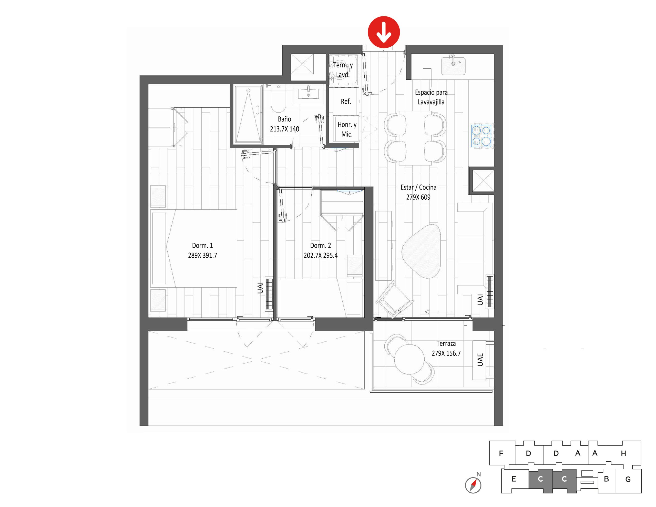 Planta Modelo 305 - Depto 611 – Urbanland