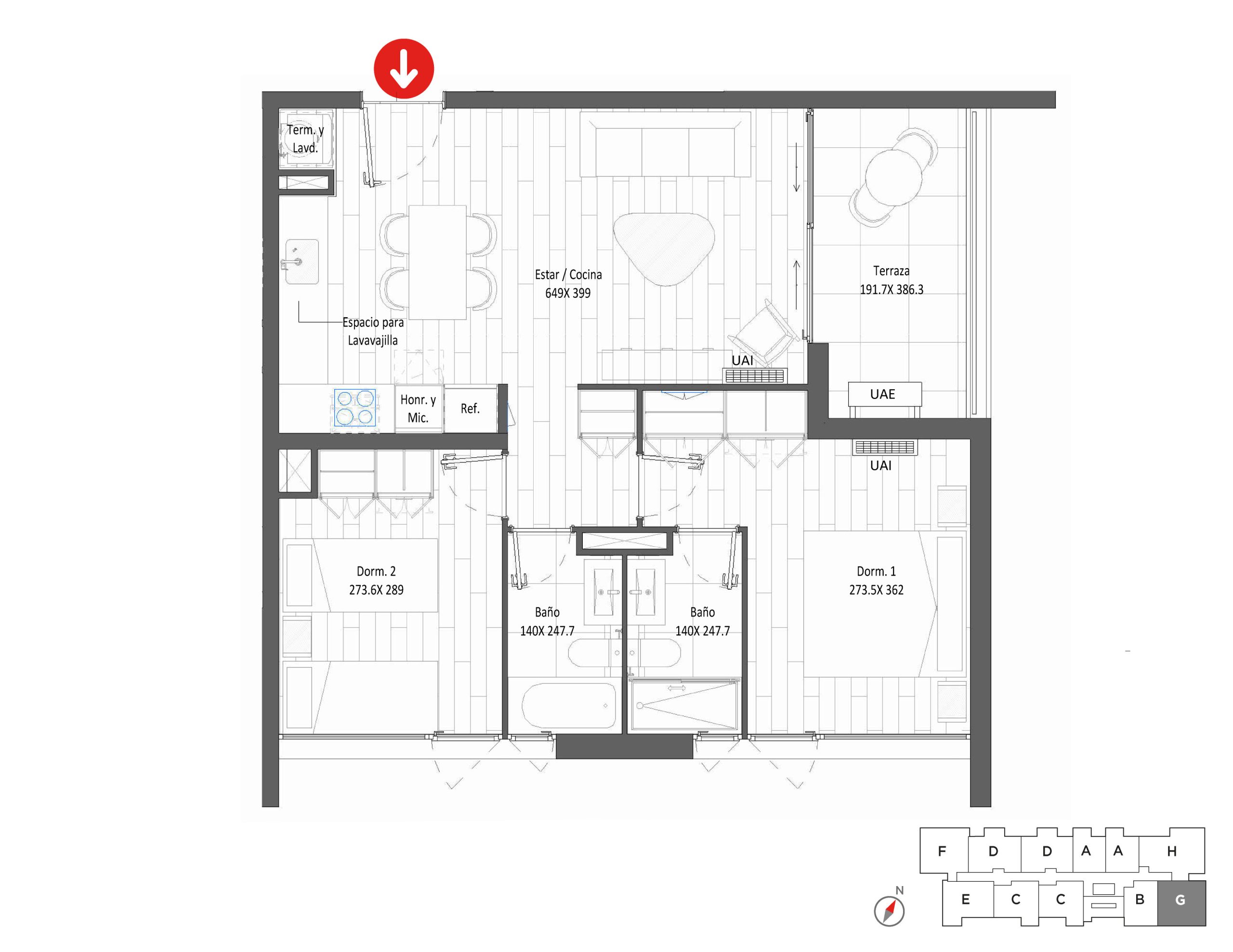Planta Modelo 315 - Depto 1102 – Urbanland