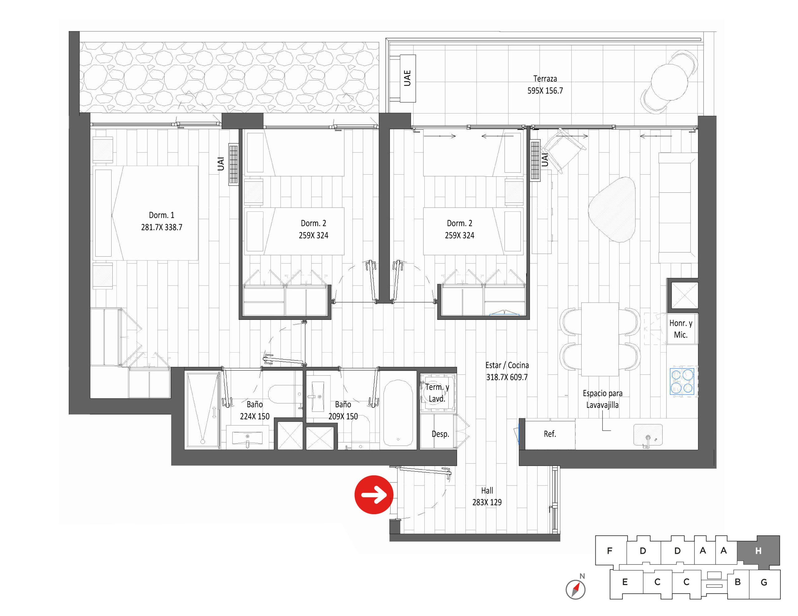 Planta Modelo 318 - Depto 203 – Urbanland