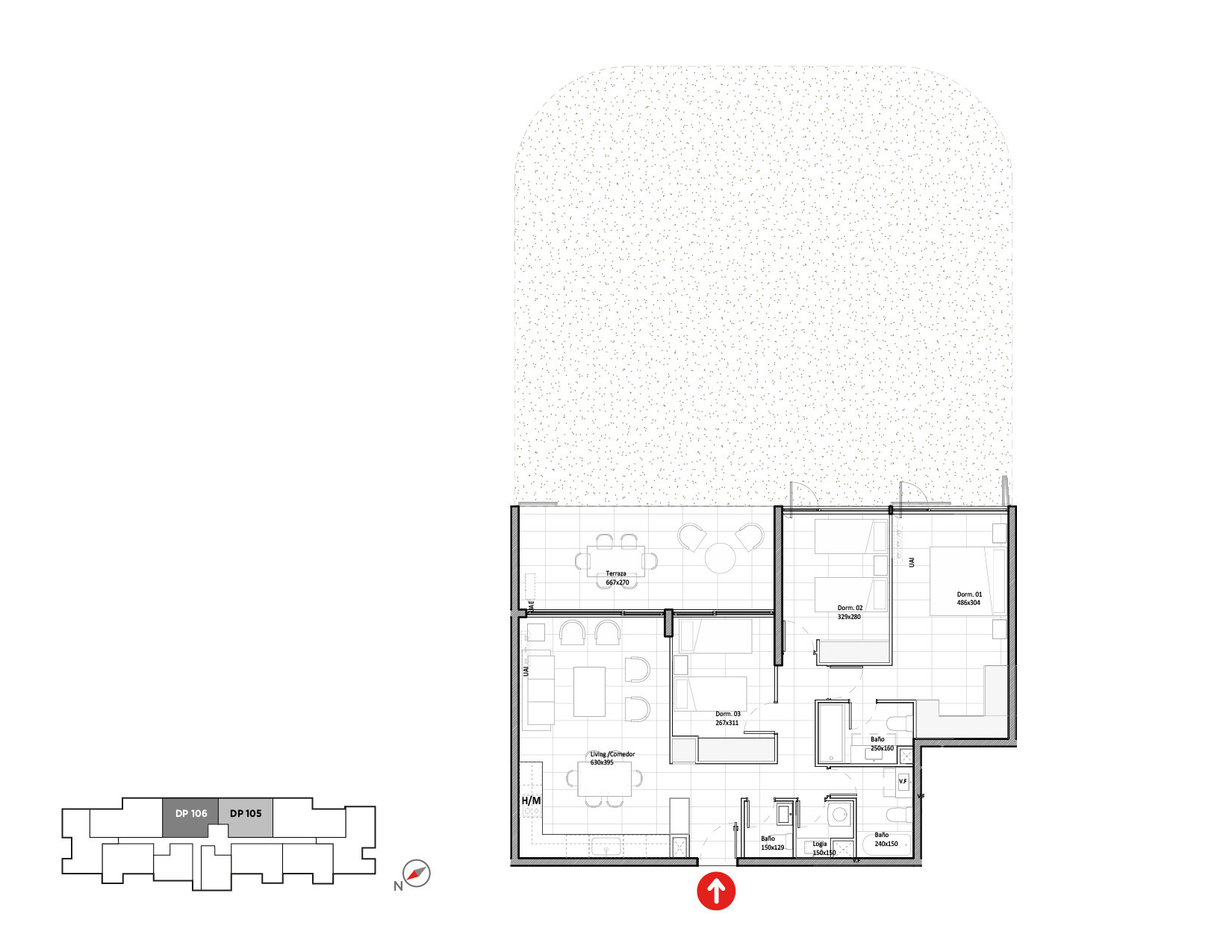 Planta Modelo 333 - Depto 105 – Riva Parque