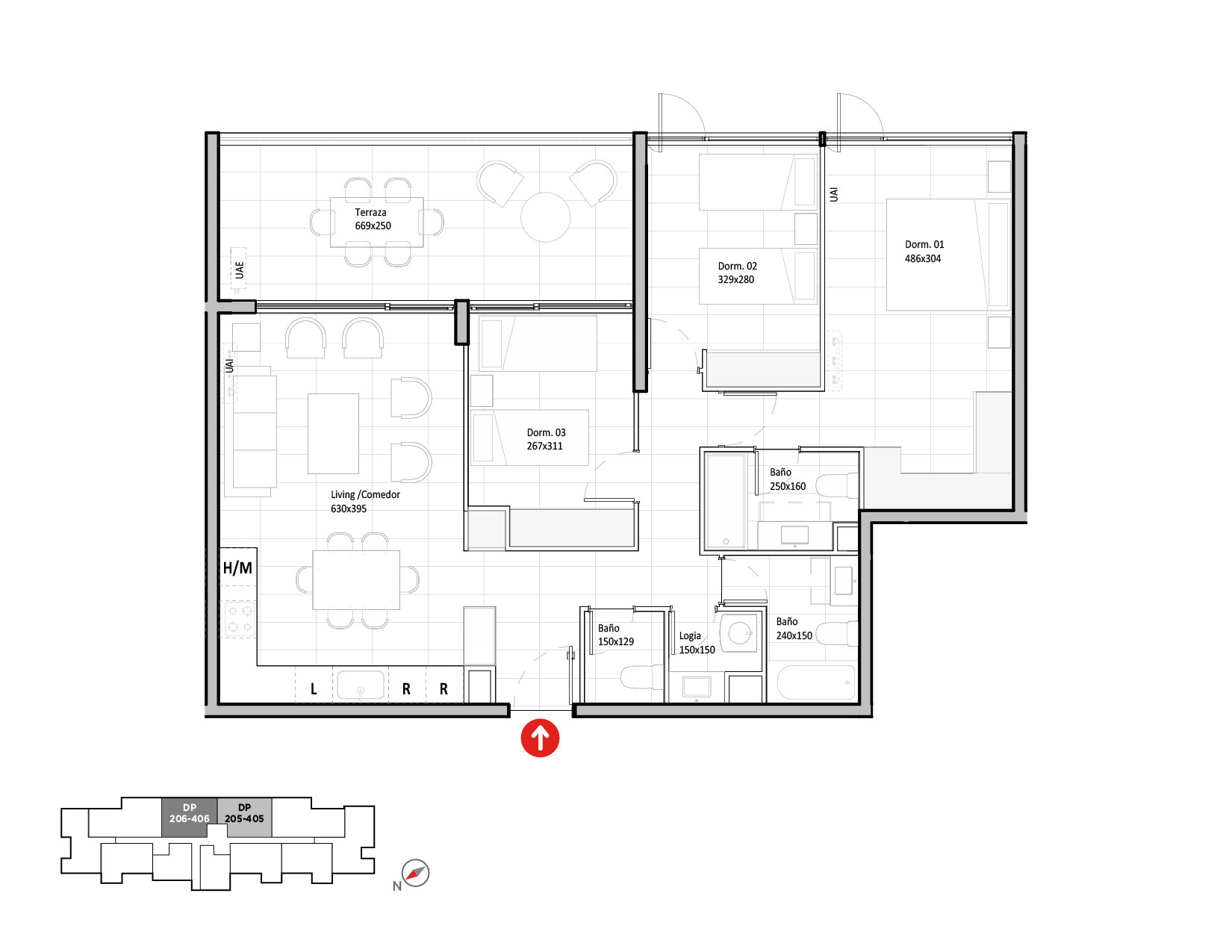 Planta Modelo 340 - Depto 306 – Riva Parque