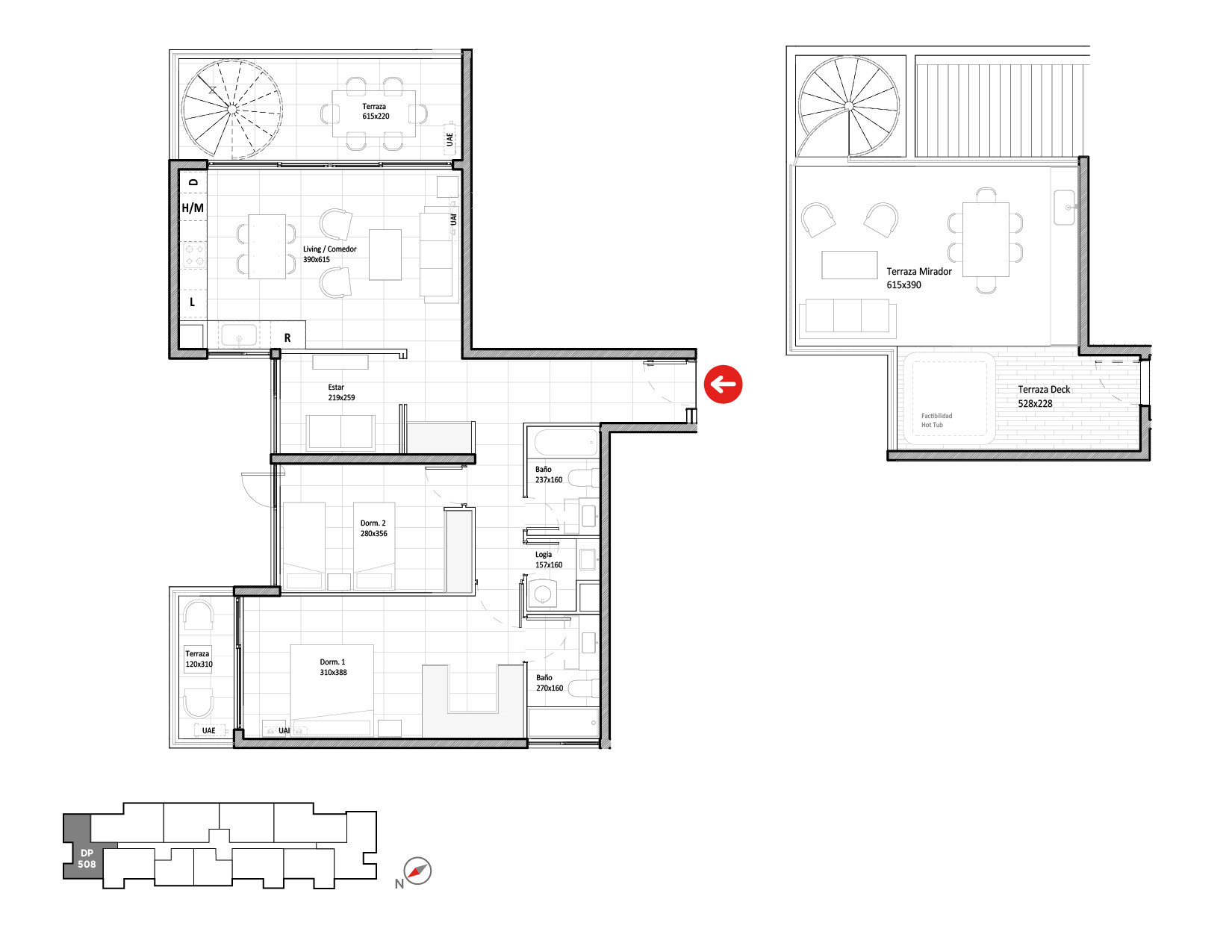 Planta Modelo 345 - Depto 508 – Riva Parque