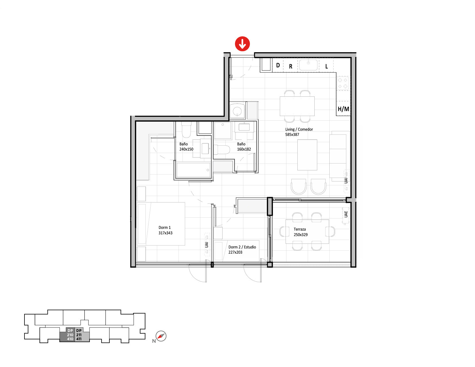 Planta Modelo 347 - Depto 210 – Riva Parque